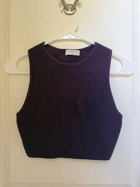 Babaton Deep Plum Ribbed Cropped Tank